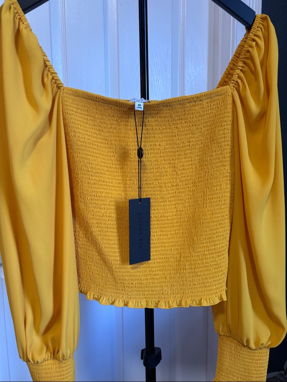 Gianni Bini Mustard Yellow Smocked Blouse - Picture 3 of 9